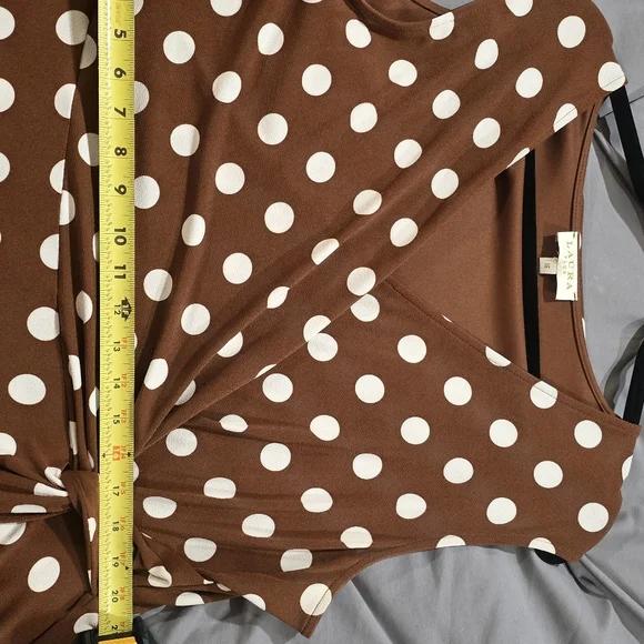 Size 16 Laura Plus Brown Polka Dot Sleeveless dress - Picture 6 of 6